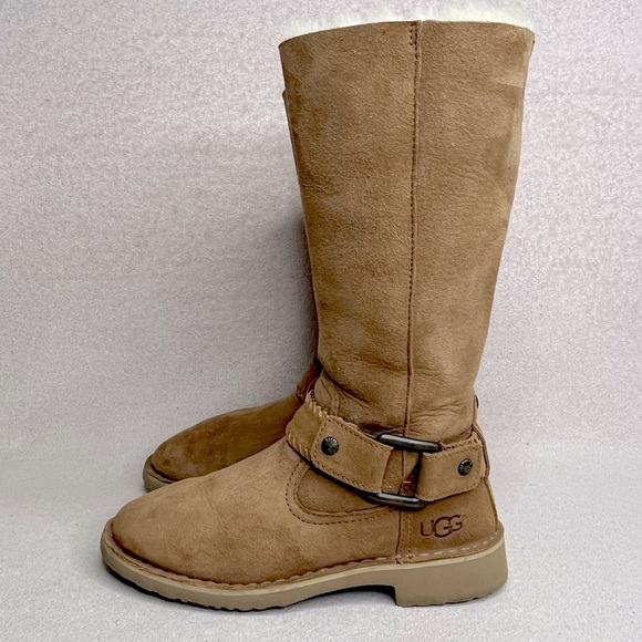 UGG Braiden Suede Tall Riding Boots-Brown/Tan-Women’s 5-Classic-Cozy-Winter-Boho - Picture 1 of 12